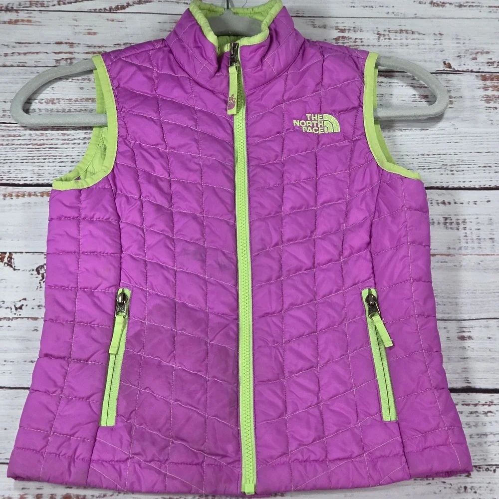 The North Face Thermoball Vest Girl S 7/8 Purple Good Quilted Puffer Lightweight